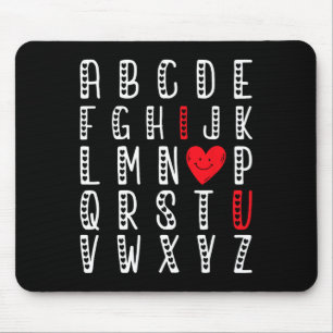 Mousepad Abc's Eu Amo Você Alfabeto Fofo Eu-te-amo Professo