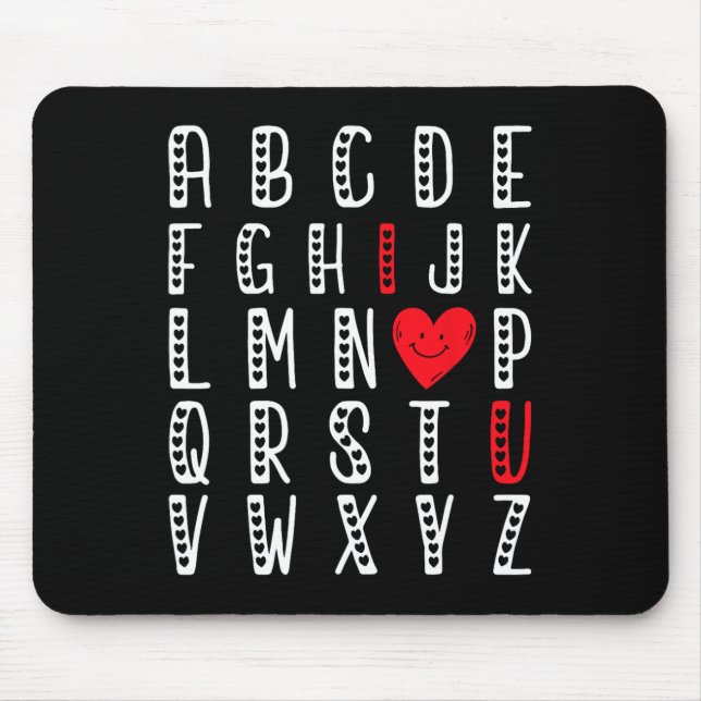Mousepad Abc's Eu Amo Você Alfabeto Fofo Eu-te-amo Professo (Frente)