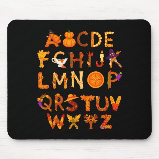 Mousepad Abcs Learning Kindergarten Teacher Thanksgiving Al (Frente)