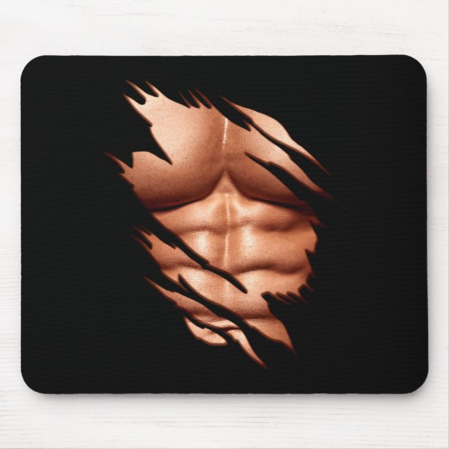 Mousepad Abdômen Riscado Clique Engraçado  (Frente)