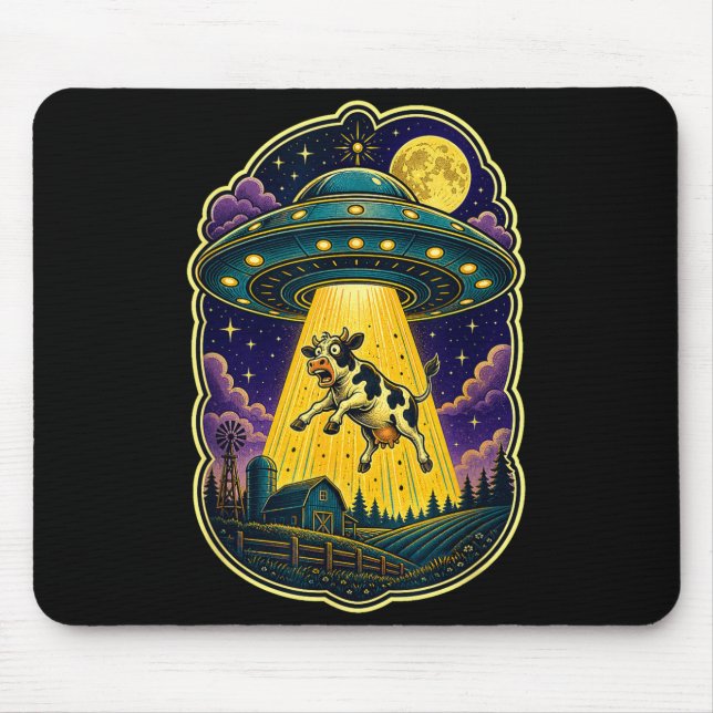 Mousepad Abdução de vaca por disco voador fazenda alienígen (Frente)