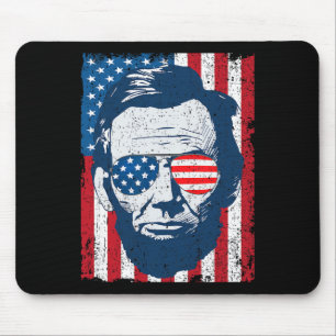 Mousepad Abe Lincoln Barba Óculos De Sol E Bandeira America