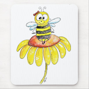 Mousepad Abeira Caprichosa Fofa em uma Flor