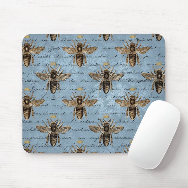 Mousepad Abelha azul do mel do vintage (Com mouse)