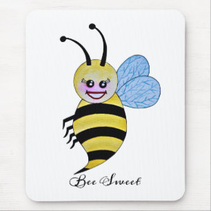 Mousepad Abelha bonito da aguarela com sorriso feliz
