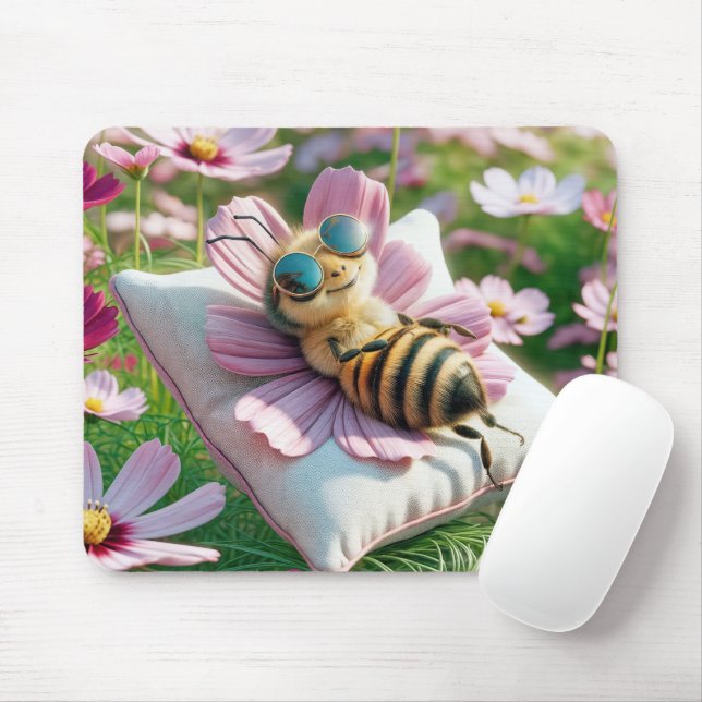 Mousepad Abelha de mel descendo em um Travesseiro (Com mouse)