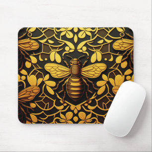 Mousepad abelha de ouro abstrato. padrão de insetos florais
