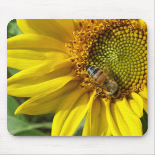 Mousepad Abelha do mel do girassol amarelo