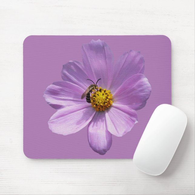 Mousepad Abelha em flor roxa (Com mouse)