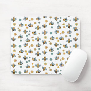 Mousepad Abelhas de Mel Bonito e Flores Selvagens Florais
