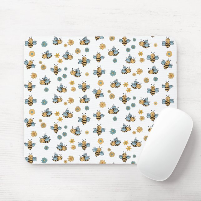 Mousepad Abelhas de Mel Bonito e Flores Selvagens Florais (Com mouse)
