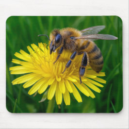 Mousepad Abelhas de mel num Dandelion Amarelo