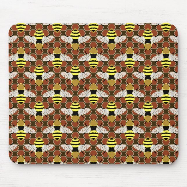 Mousepad Abelhas e Padrões de Honeycomb (Frente)