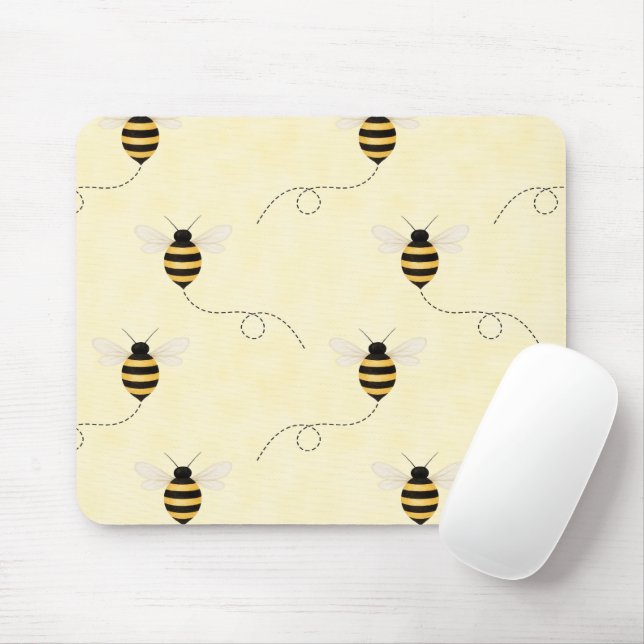 Mousepad Abelhas Preto Amarelo Dourado (Com mouse)