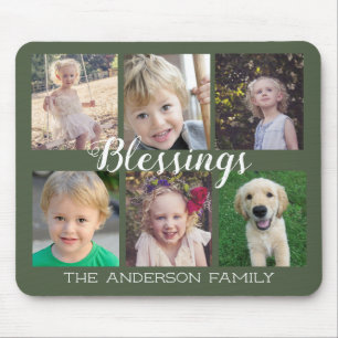 Mousepad Abençoações da família 6 Verde de Colagem de