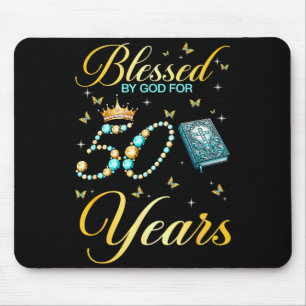 Mousepad Abençoado Por Deus Por 50 Anos De Idade Cristão 50