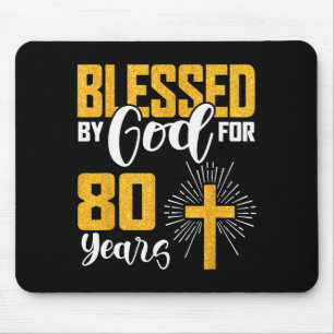 Mousepad Abençoado Por Deus Por 80 Anos De Idade 80º Aniver