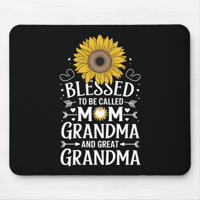 Mousepad Abençoado Seja Chamada Mãe Vovó Excelente Girassol (Frente)