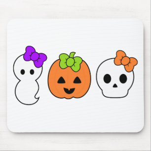 Mousepad Abóbora bonito, fantasma e crânio
