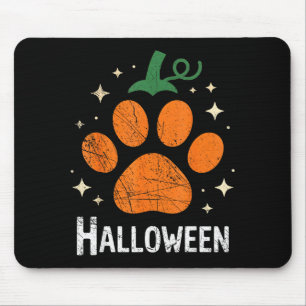 Mousepad Abóbora Cachorro Gato Impressão de Pata Halloween
