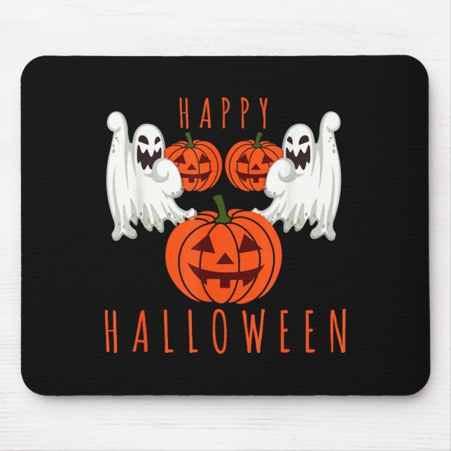 Mousepad abóbora de fantasma assustador de Halloween (Frente)