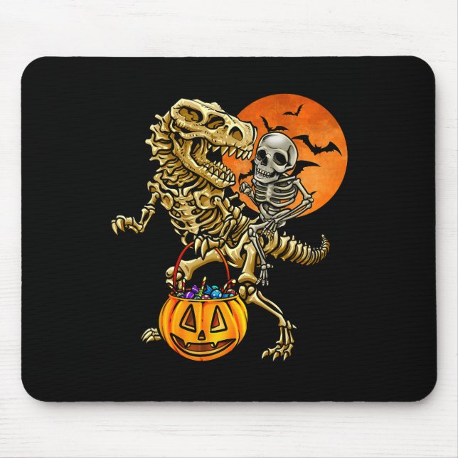 Mousepad Abóbora de Halloween de Dinossauro Esqueleto para  (Frente)