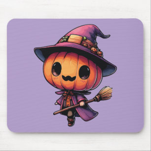 Mousepad Abóbora de Halloween fofa bruxa