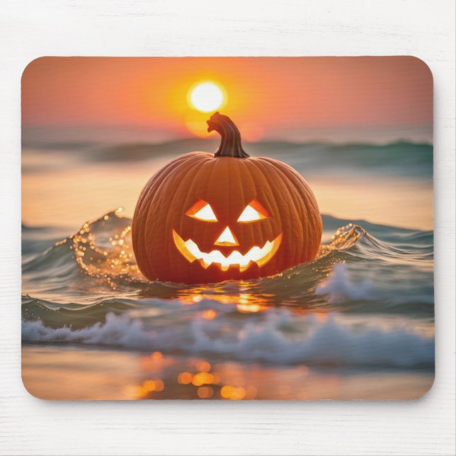 Mousepad Abóbora de Halloween no Oceano (Frente)