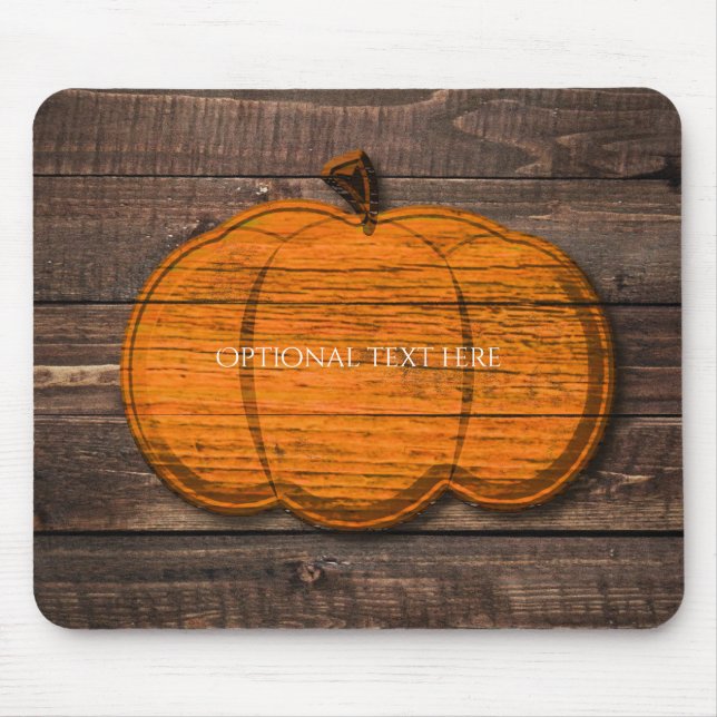 Mousepad Abóbora de Madeira Rústica País Halloween Outono O (Frente)