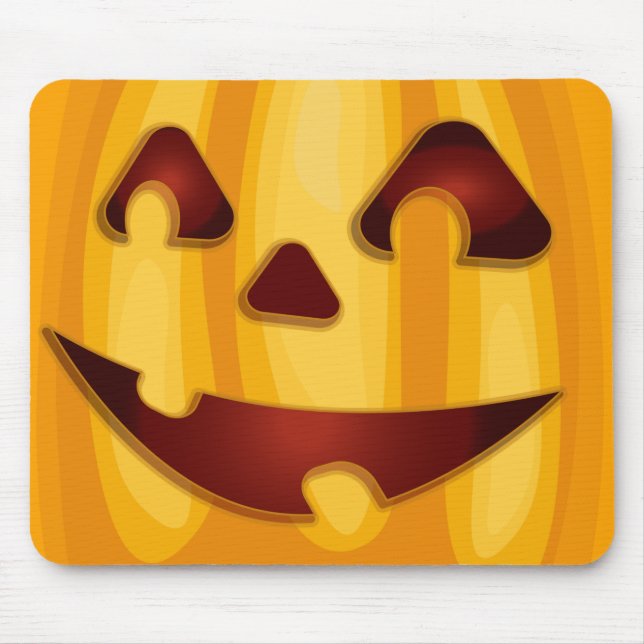 Mousepad Abóbora esculpida sorrindo design de Halloween (Frente)