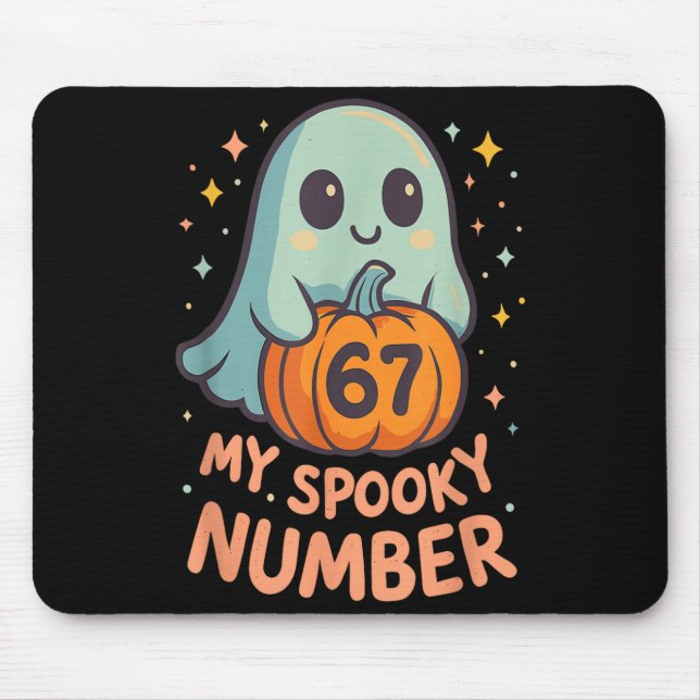 Mousepad Abóbora fantasma kawaii fofa 67 meme matemática en (Frente)