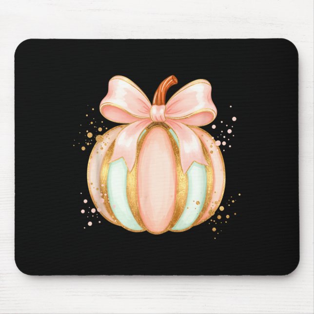 Mousepad Abóbora pastel com arco outono halloween fofa (Frente)