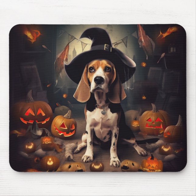 Mousepad Abóboras Beagle Halloween Assustadoras (Frente)
