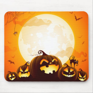 Mousepad Abóboras de Halloween debaixo dos poster da lua