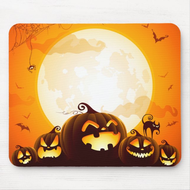 Mousepad Abóboras de Halloween debaixo dos poster da lua (Frente)