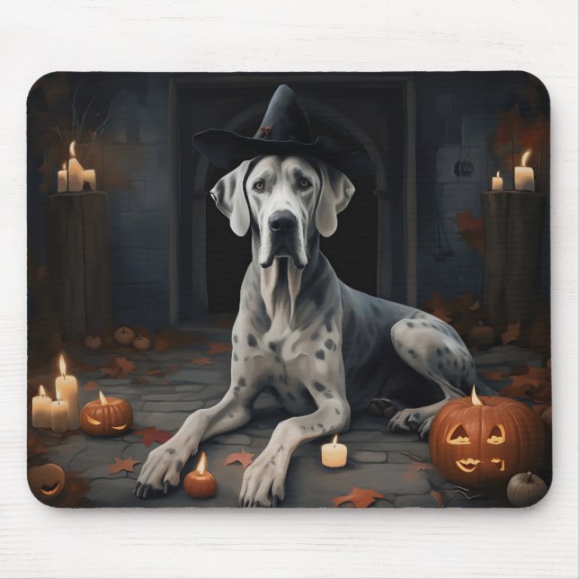 Mousepad Abóboras Great Dane Halloween Assustador Flip (Frente)