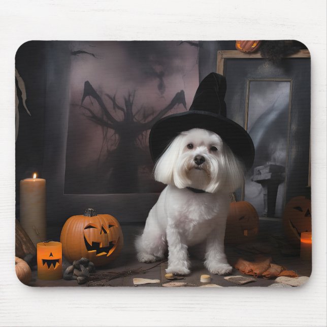 Mousepad Abóboras Maltesas de Halloween Assustadoras (Frente)