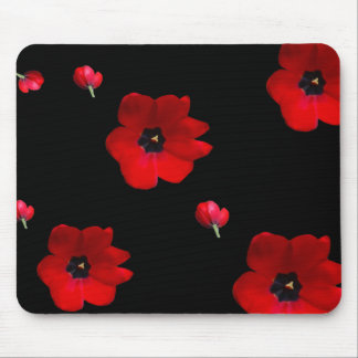 Mousepad Abra tulipas vermelhas no tapete do rato preto