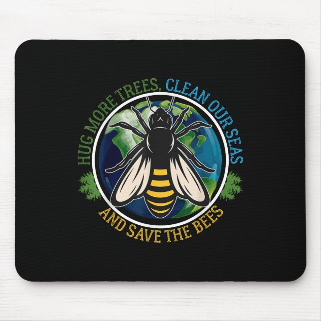 Mousepad Abraçar Mais Árvores Limpas Salva Abelhas Natu, Di (Frente)