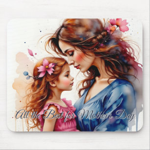 Mousepad Abraço do Dia das Mães em Estilo Floral Aquarela