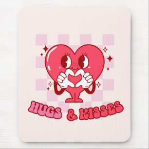 Mousepad Abraços e beijos de coração rosa