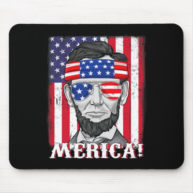 Mousepad Abraham Lincoln 4 De Julho Merica American Flag B (Frente)