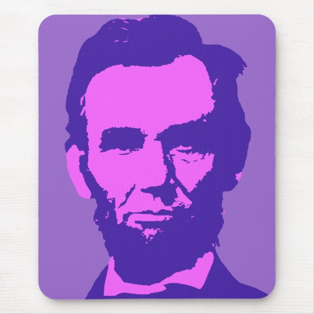 Mousepad Abraham Lincoln em rosa e roxo Pop (Frente)