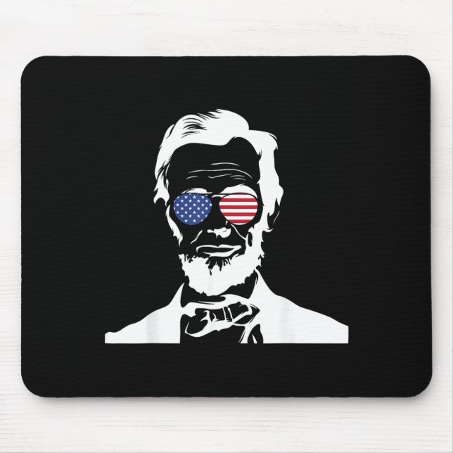 Mousepad Abraham Lincoln Usando Óculos De Sol Da Bandeira D (Frente)