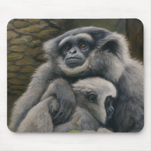 Mousepad Abrigo Gibbon - Retrato Emocional de Vida Selvagem (Frente)