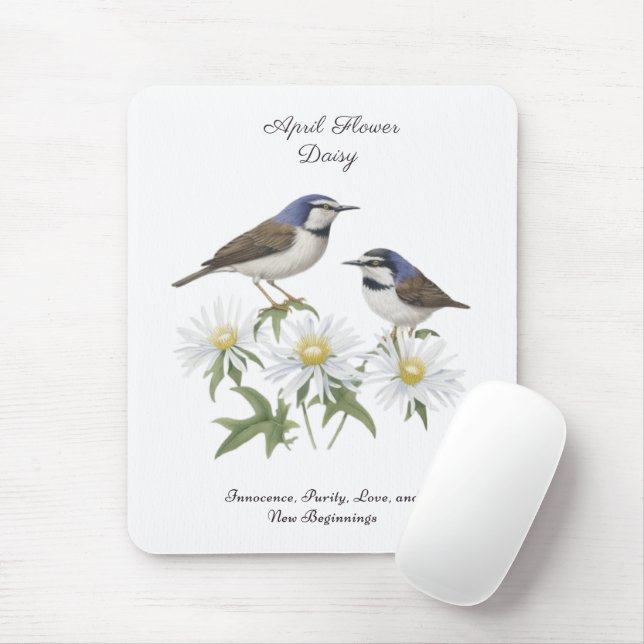 Mousepad Abril Mês da Flor Daisy Cerejou Aniversário (Com mouse)