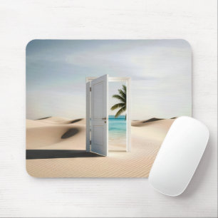 Mousepad Abrir Porta Do Deserto Com Oásis Tropical