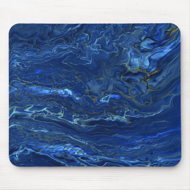 Mousepad Abstração de Acrírio de Mármore Dourado Azul e Fau (Frente)