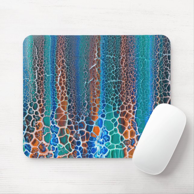 Mousepad Abstração do Vidro Arrejado Azul Laranja (Com mouse)