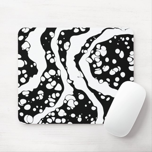 Mousepad Abstração Preta e Branca (Com mouse)